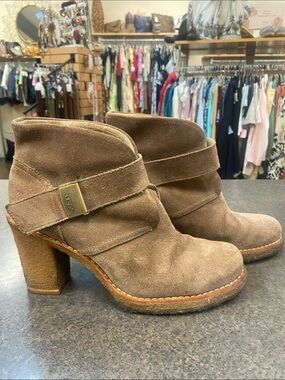 UGG Chestnut Suede Heeled Ankle Boots